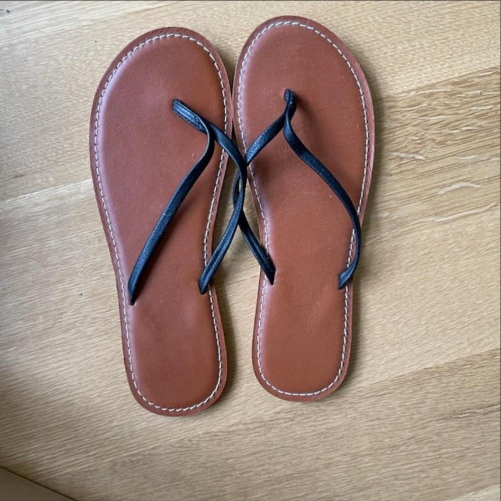Brown Leather Sandals with Black Straps